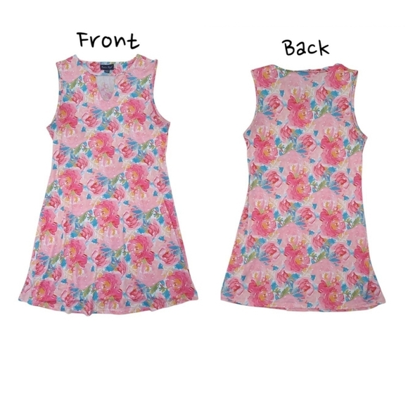 Charlie Paige Bright Sleeveless Floral Dress Pink Blue Size XL - Picture 4 of 8